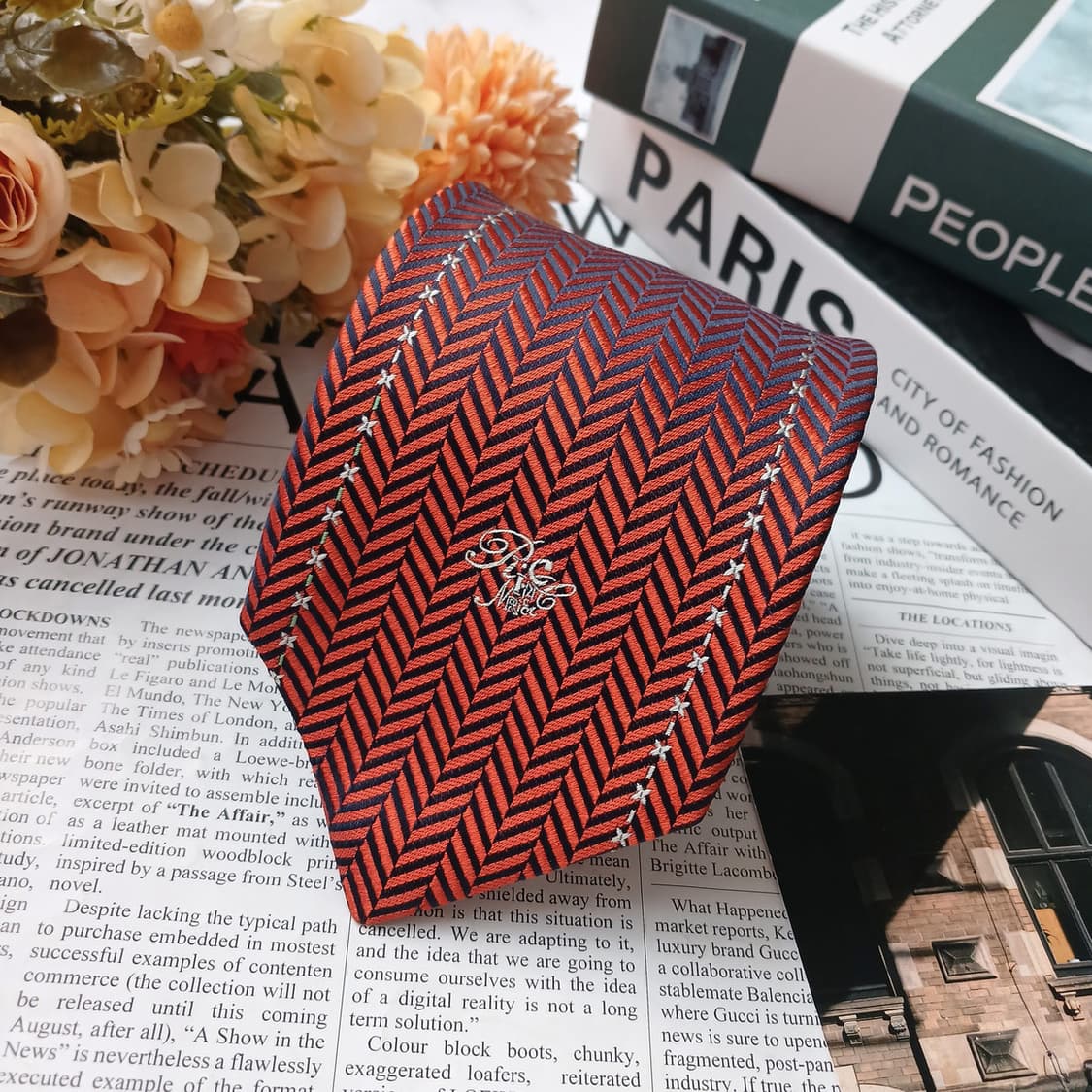 니나리치 브라운 헤링본 패턴 넥타이 9.8cm A+등급 E1258 상품이미지3