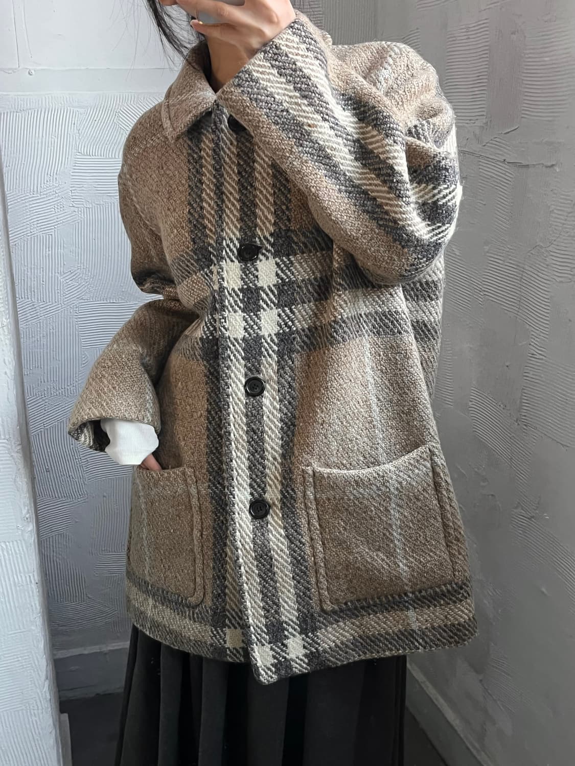 Burberry 버버리 싱글 패턴 체크 코트 상품이미지1