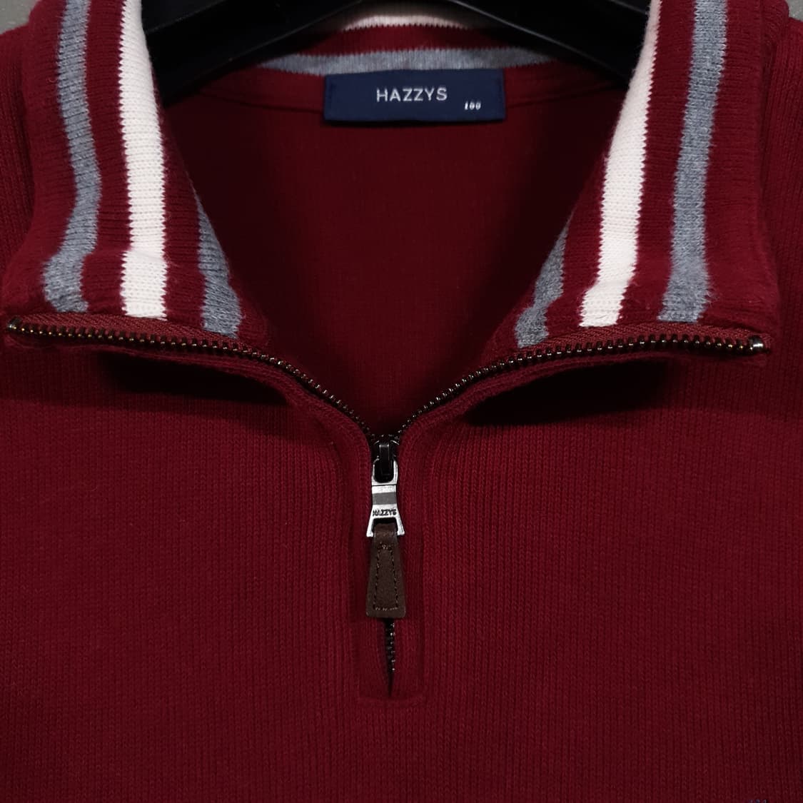 헤지스 신형 20FW 컬러블록 면 하프집업 코튼 니트 스웨터 긴팔티 L 상품이미지4