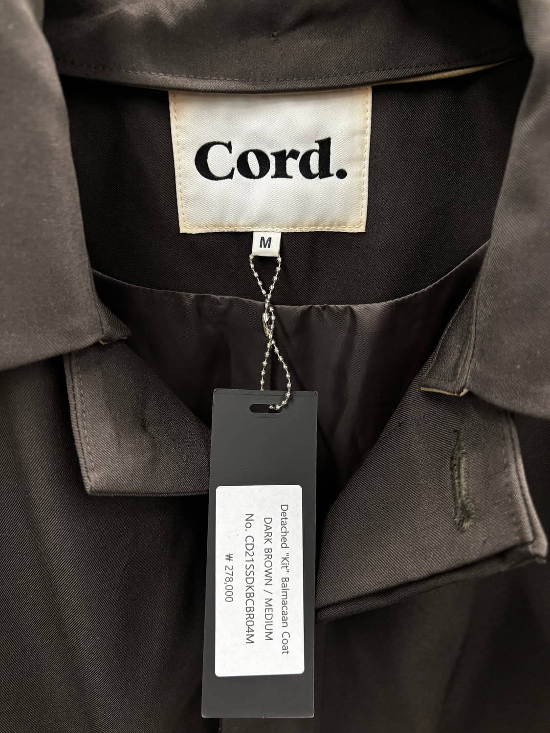 Cord. Detached 'Kit' 발마칸 코트 M 새상품 상품이미지4