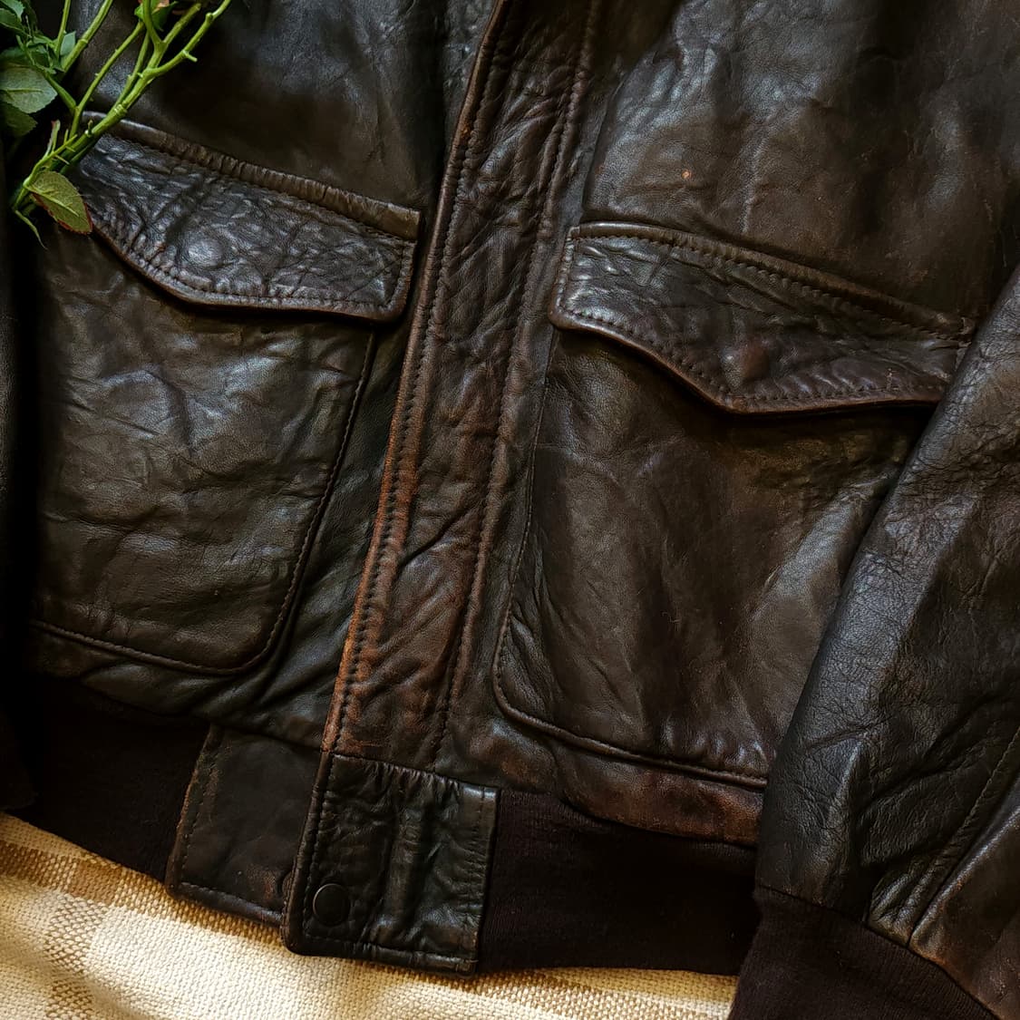 90s 빈티지 가죽자켓 A2 레더자켓 레더 플라이트 재킷 52 상품이미지7