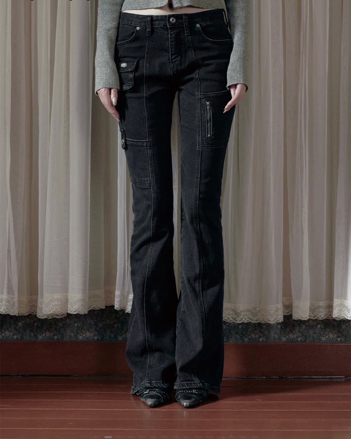 보헴서 bohemseo 사이드포켓 부츠컷 진 딥 그레이 s 상품이미지1