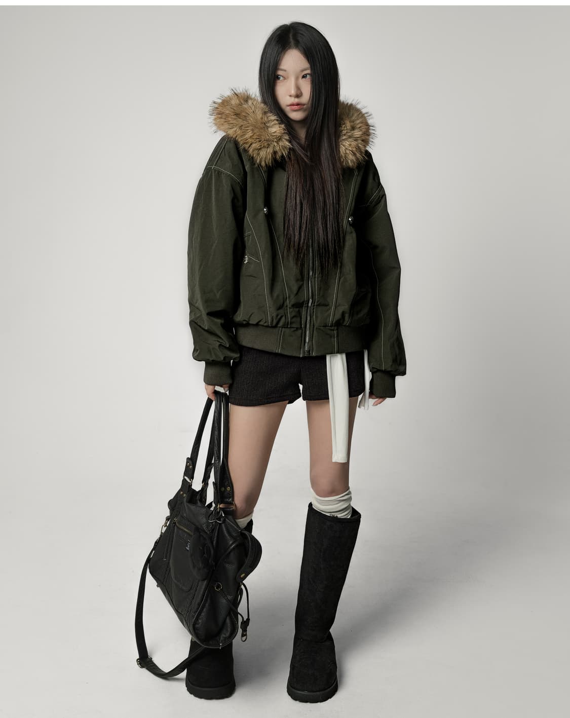 누아뮤트 퍼 후드 집업 + 블랙업 비니도 드림 상품이미지3