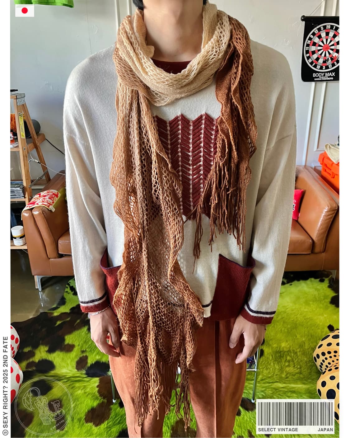 JPN Vintage Mesh Knit Long Muffler Scarf 상품이미지1