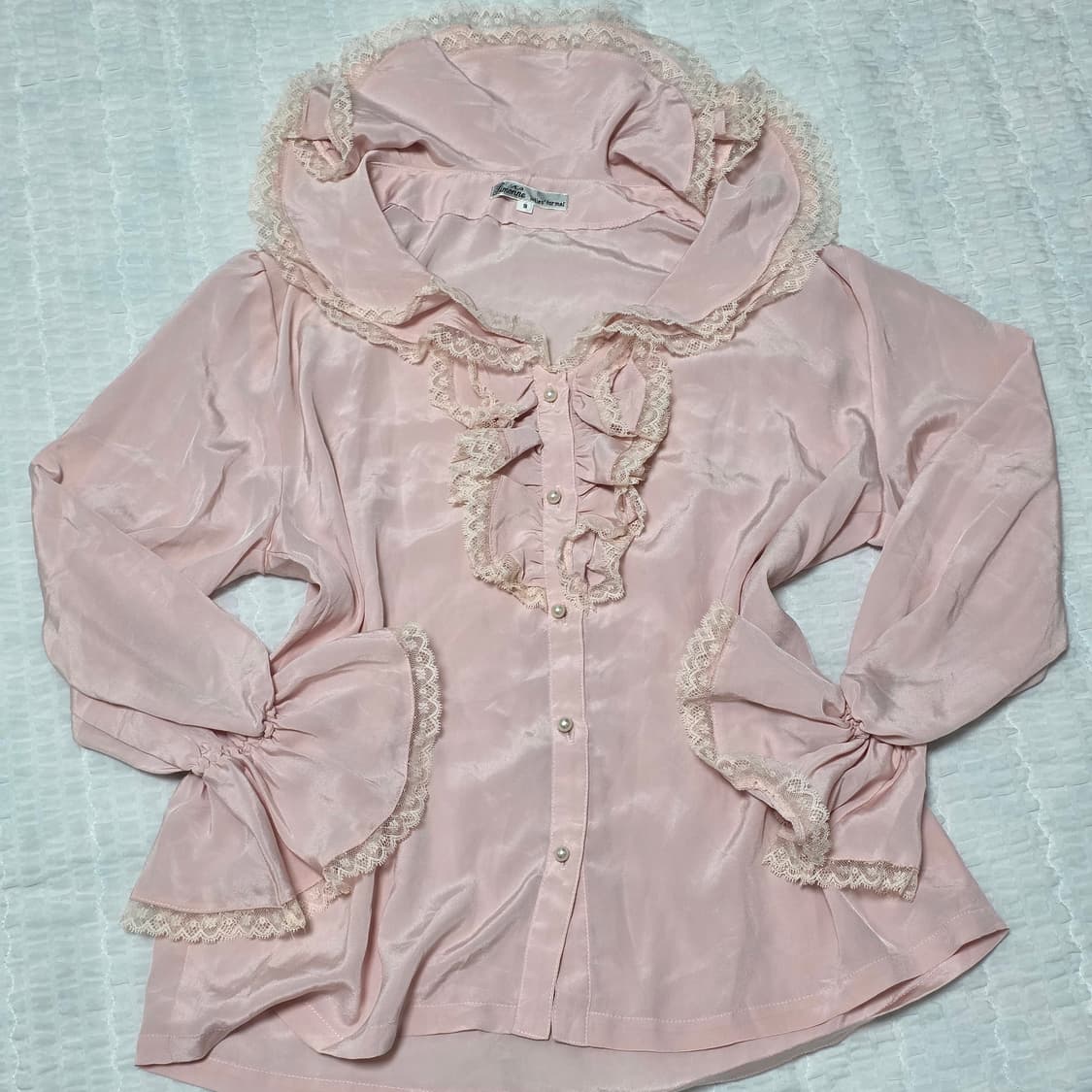 빈티지 히메갸루st 레이스셔링 핑크 블라우스 상품이미지3