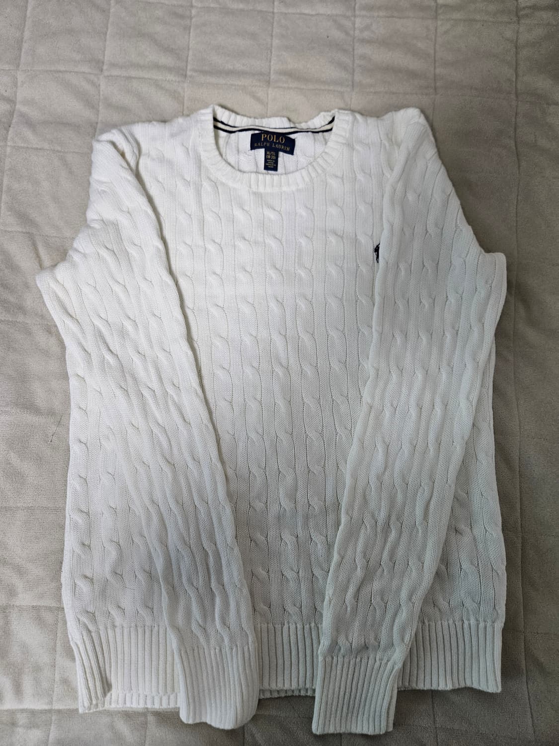 폴로 랄프로렌 화이트 케이블 니트 XL/TG(18-20) 상품이미지1