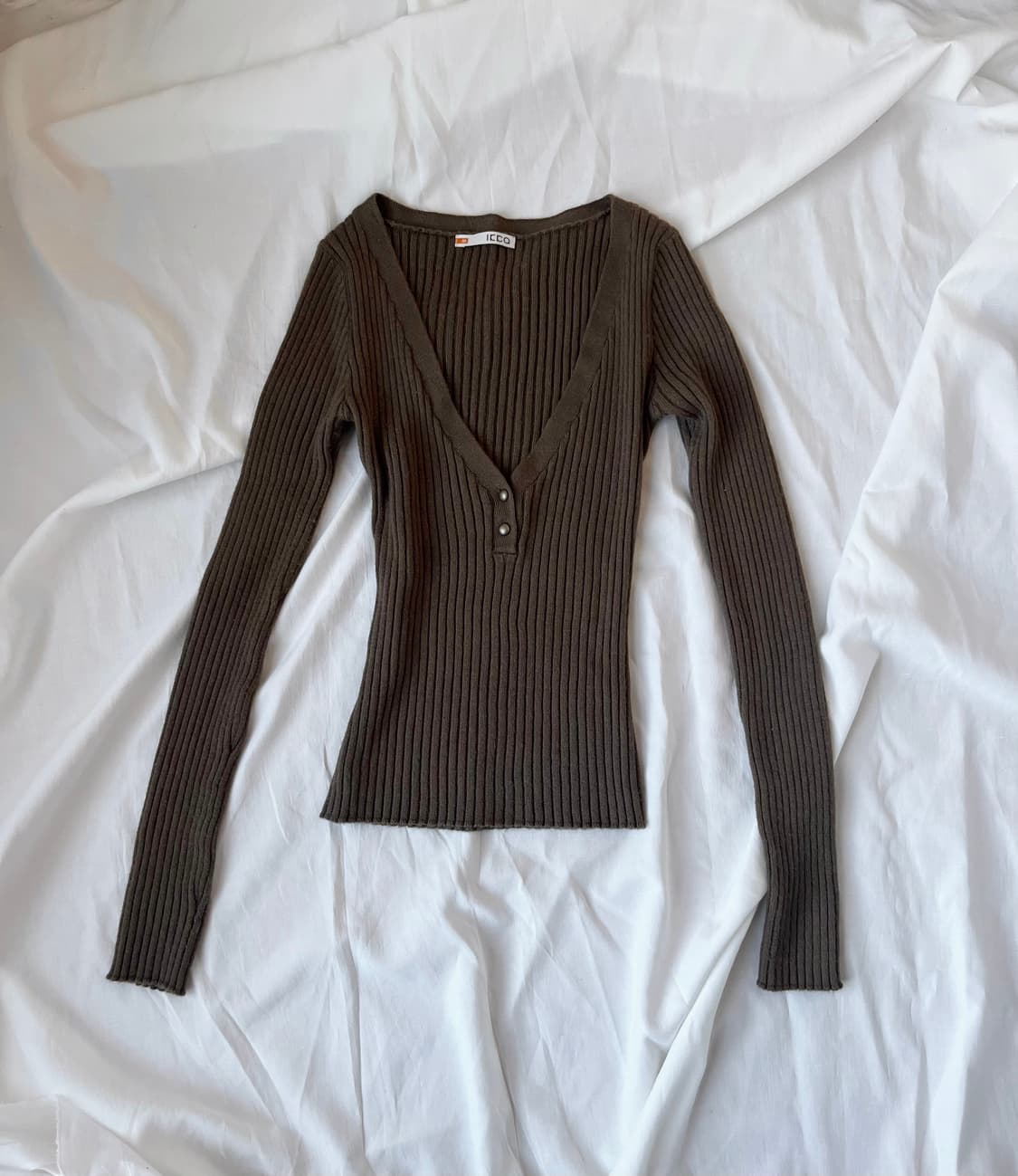 Khaki brown v-neck knit 상품이미지6