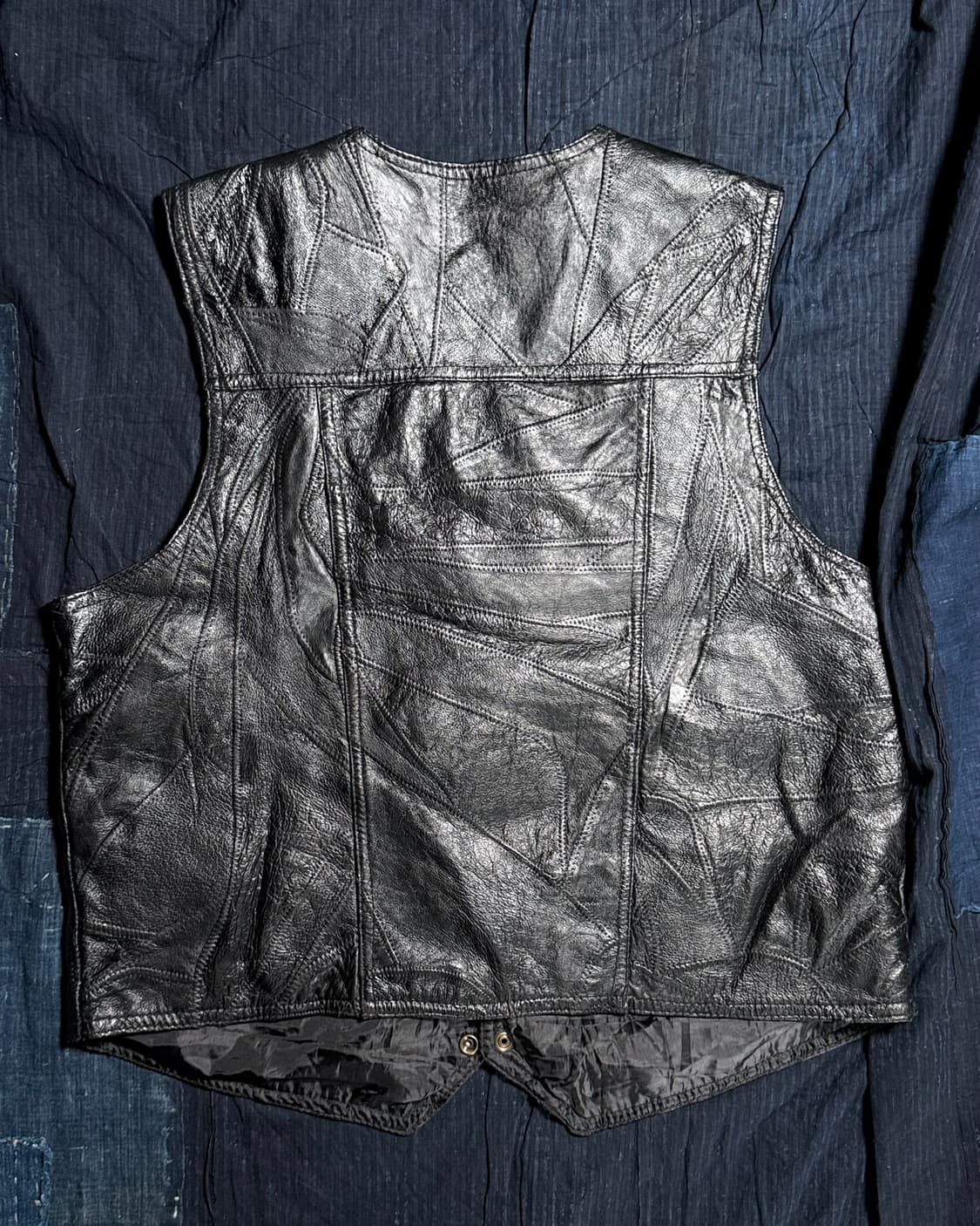 90-00‘s 나바르 레더 이탈리안 스톤 디자인 레더 베스트 L 상품이미지6