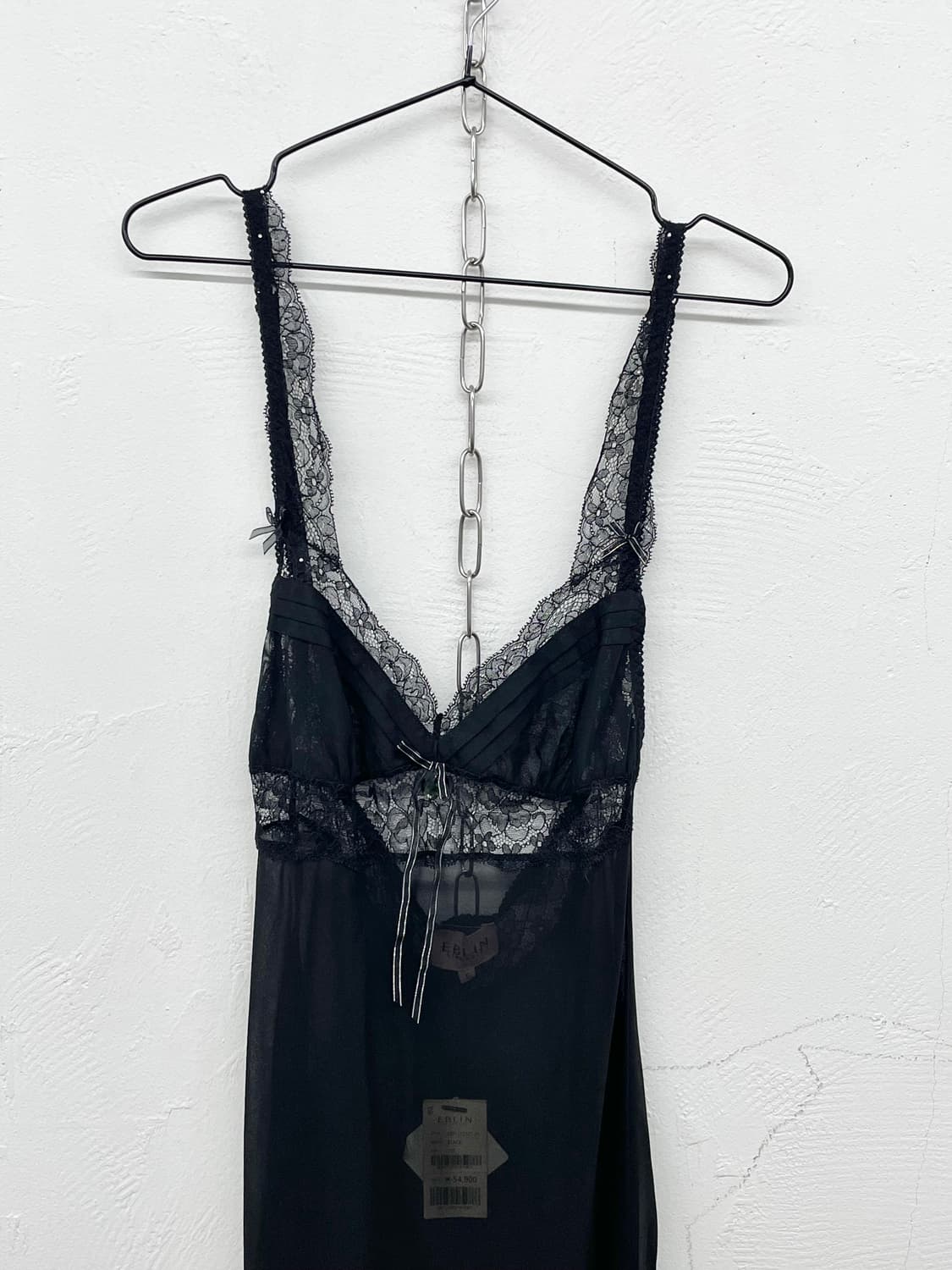 에블린 블랙 레이스 시어 슬립 상품이미지6