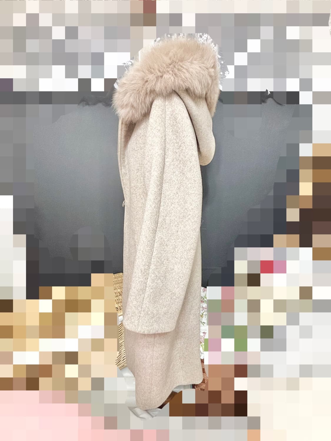 soos ㅡ 후드 모직 롱코트/천연 폭스/프리사이즈 상품이미지4