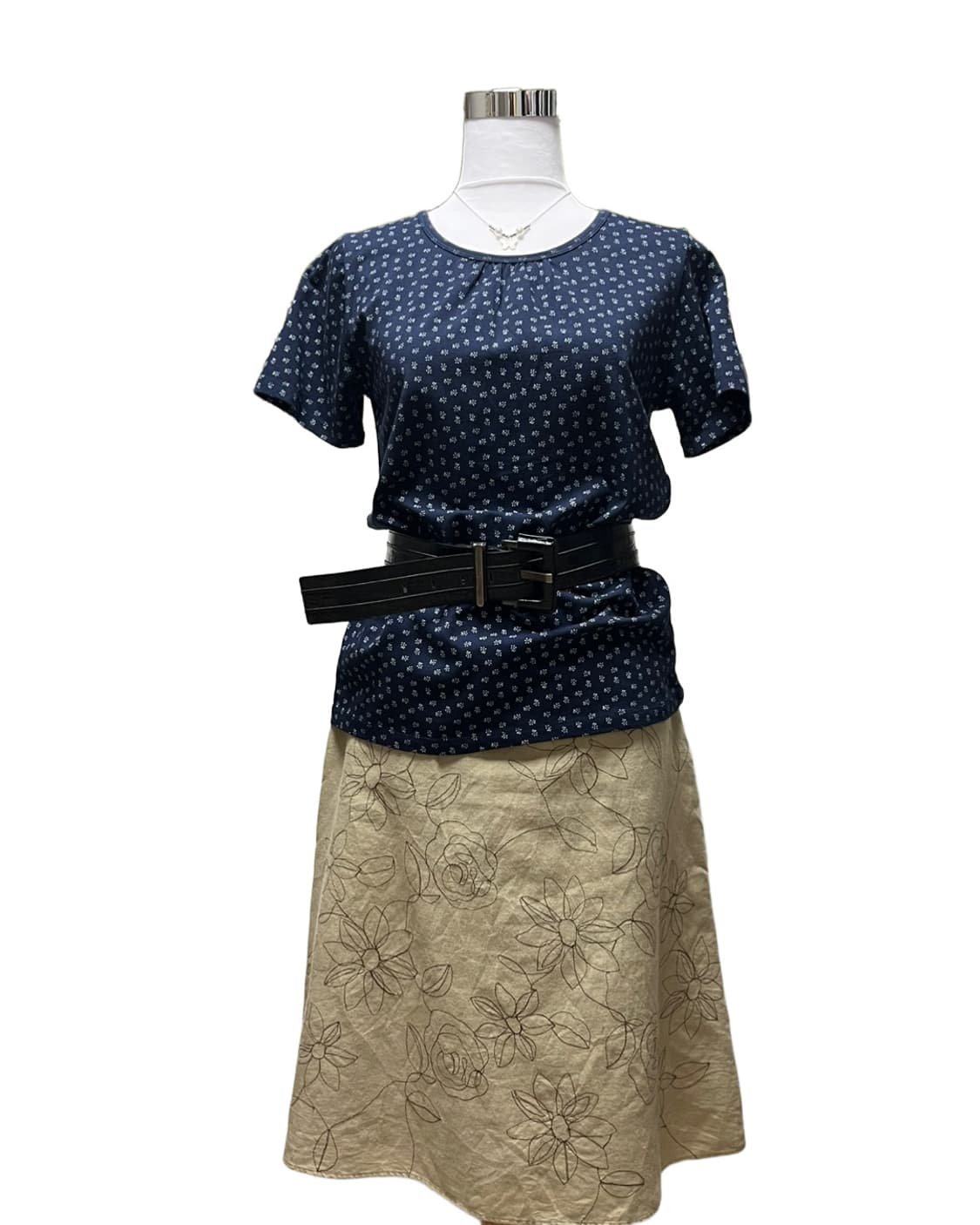 Navy flower pattern t shirt 상품이미지5