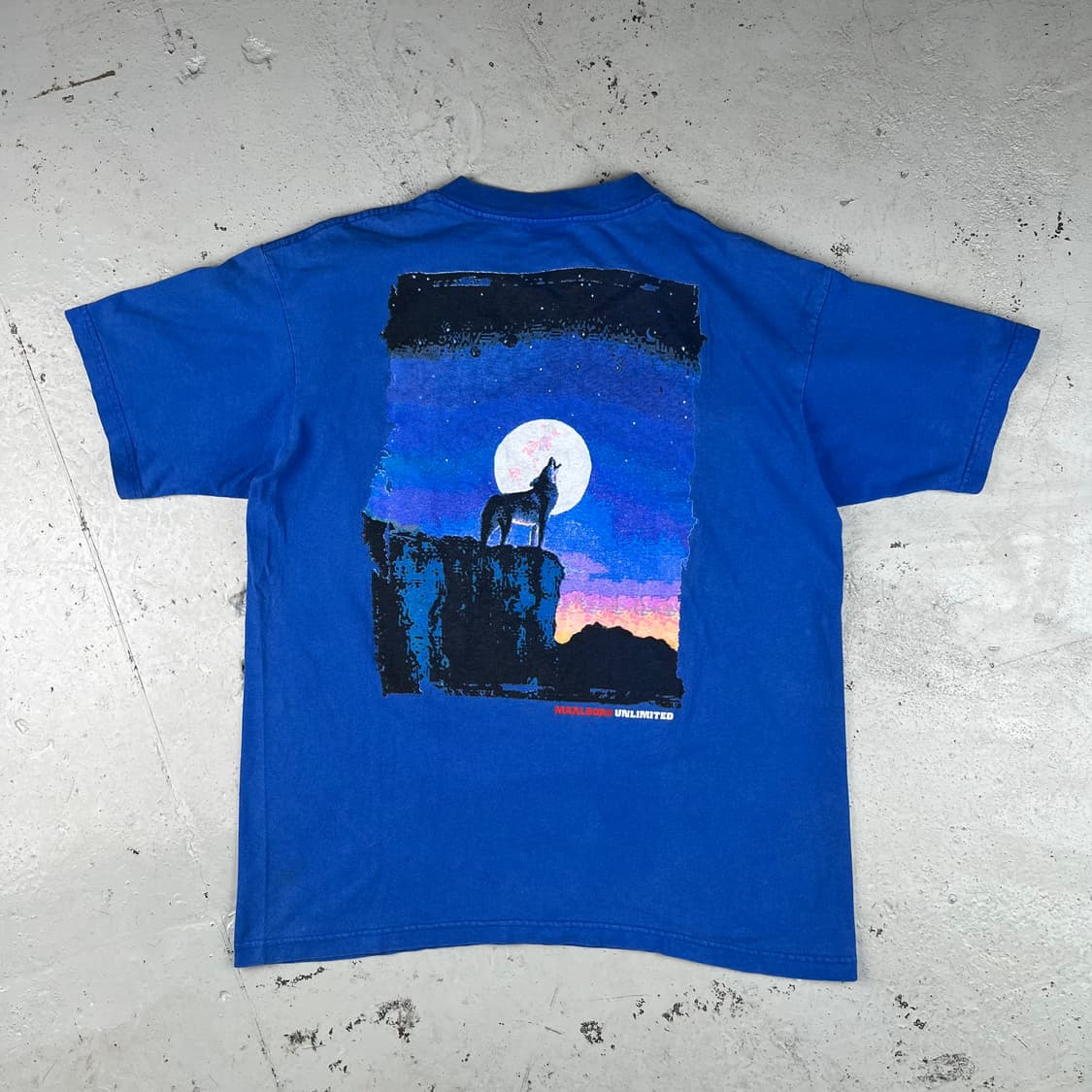 빈티지 말보로 언리미티드 울프 하울 포켓 반팔티 블루 상품이미지2