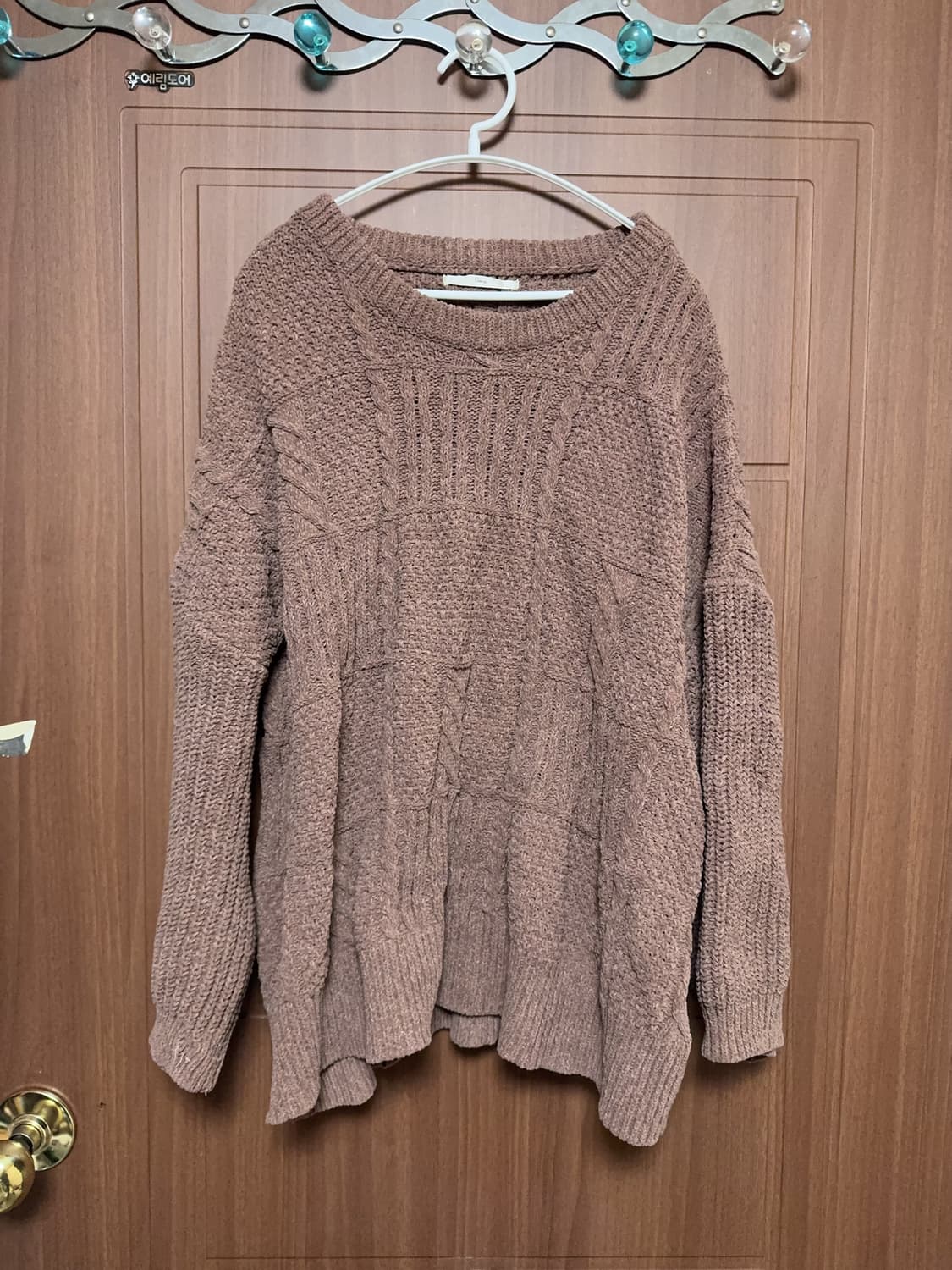 모리걸 하구미 일본 빈티지 케이블 니트 브라운 스웨터 상품이미지1