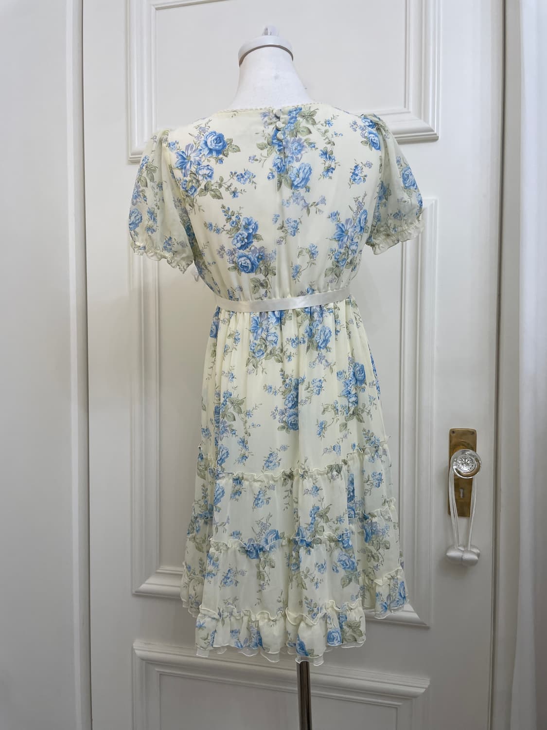 LEST ROSE blue flower bow point midi opc 상품이미지3