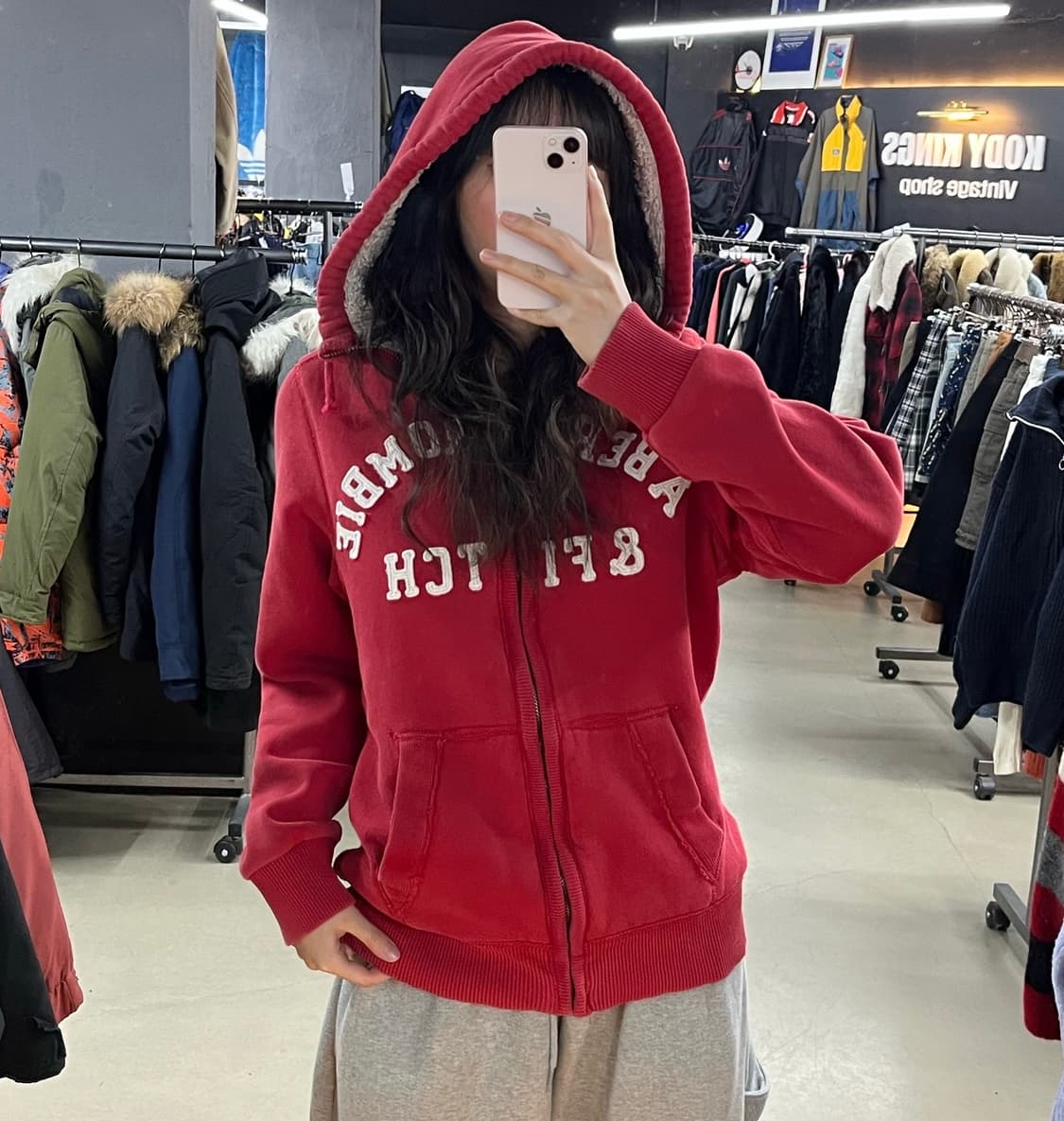 아베크롬비 레드 후드집업 상품이미지1