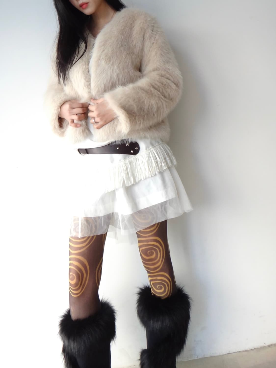 Simple oat fur jacket / ivory 상품이미지1