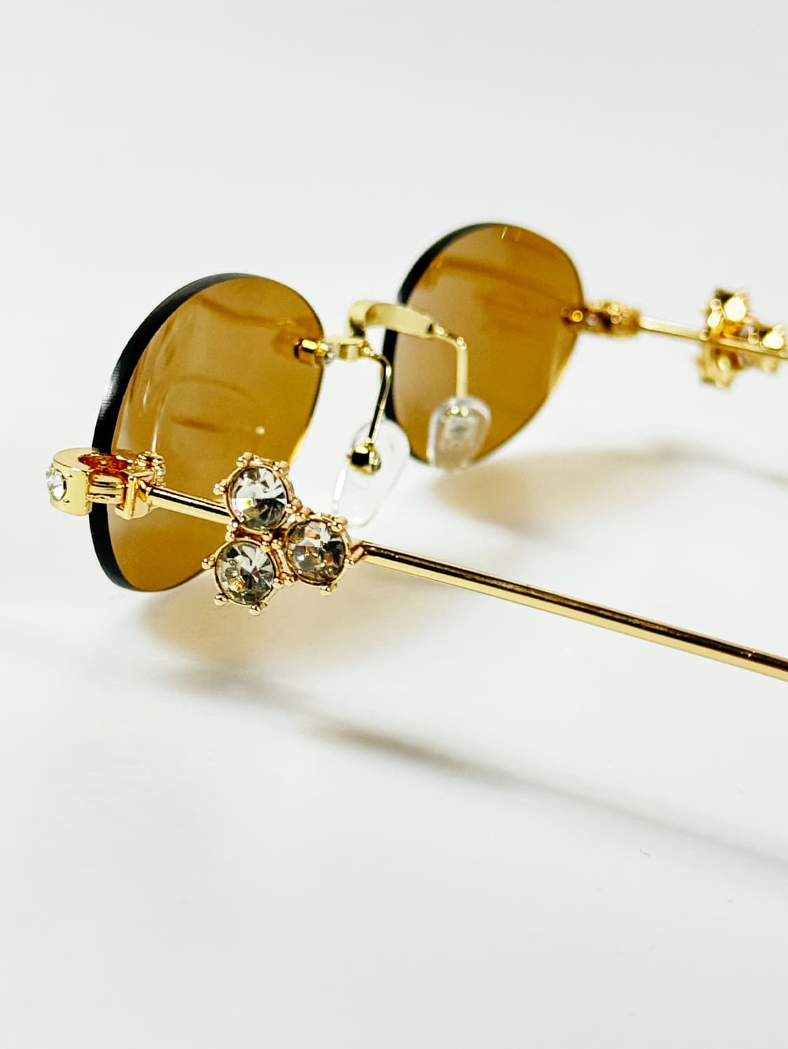 90s 무테 오벌 골드 메탈 프레임 빈티지 틴트 선글라스 상품이미지4