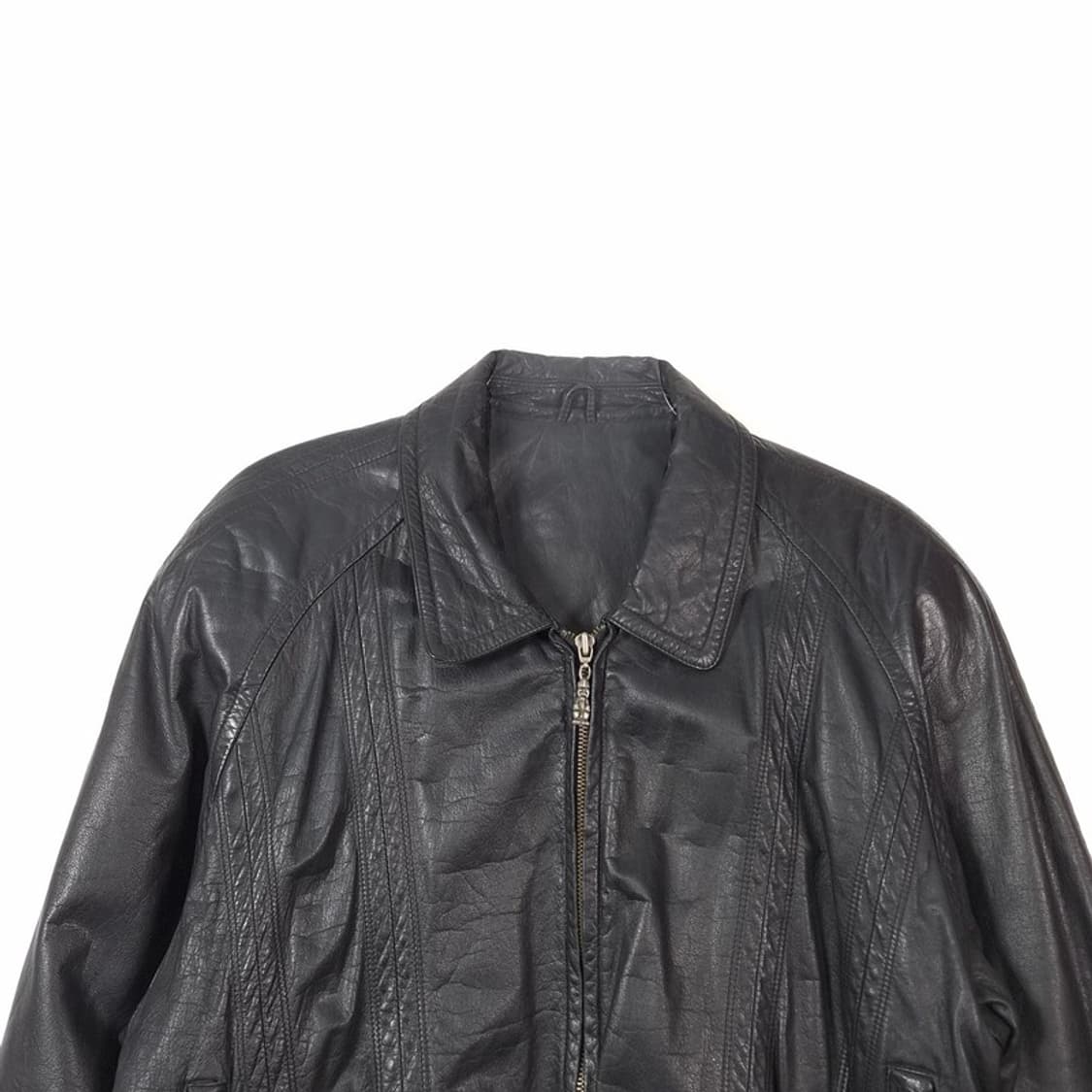 빈티지 소가죽 스티치 블루종 가죽 자켓 L 상품이미지3