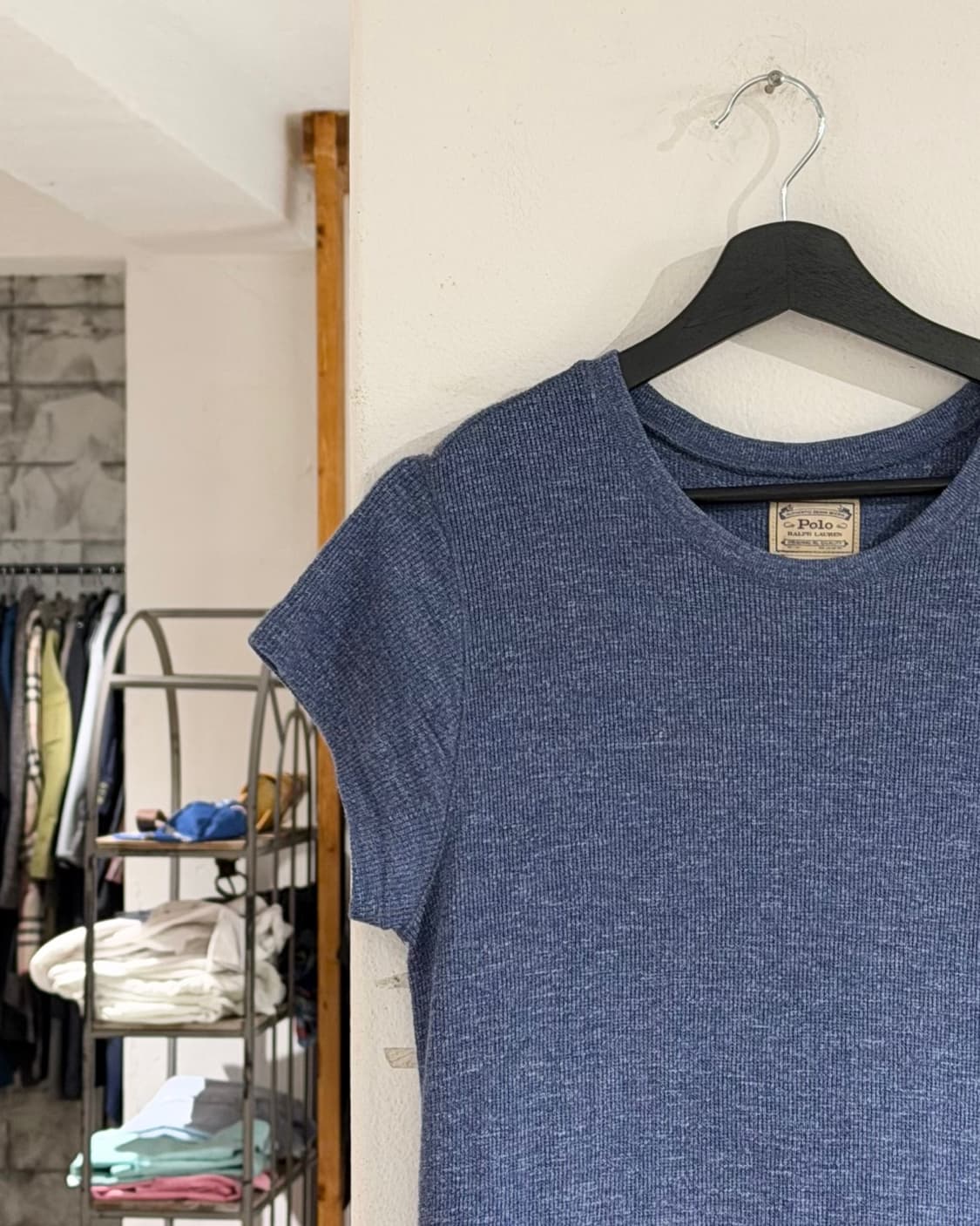 폴로 랄프로렌 블루 와플 니트 하프 슬리브 맥시 드레스 상품이미지2