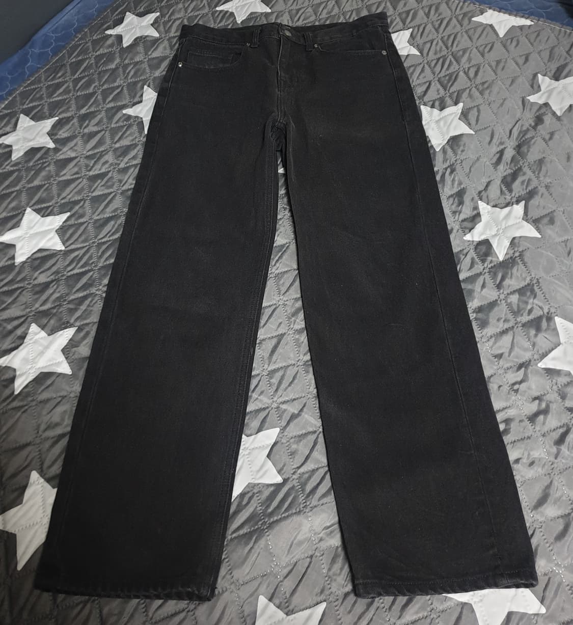 무신사스탠다드 세미와이드 데님팬츠 워시드블랙 (32) 상품이미지1