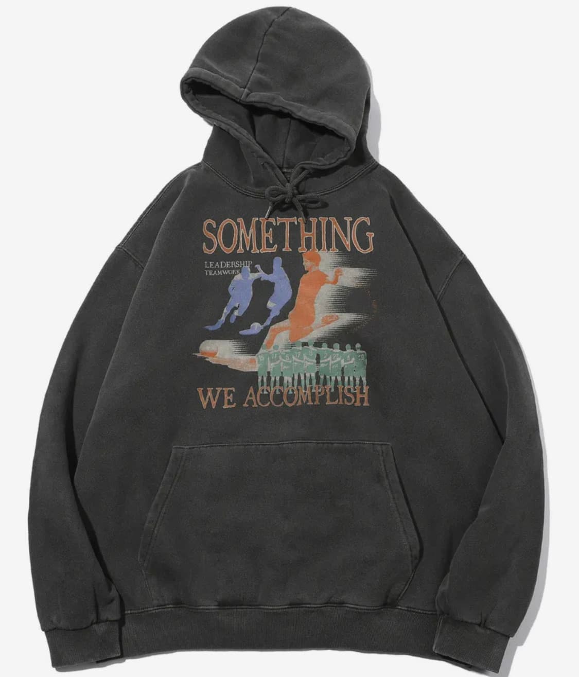 꼼파뇨 [기모] TEAM WORK 피그먼트 후드티 스모크블랙 상품이미지2