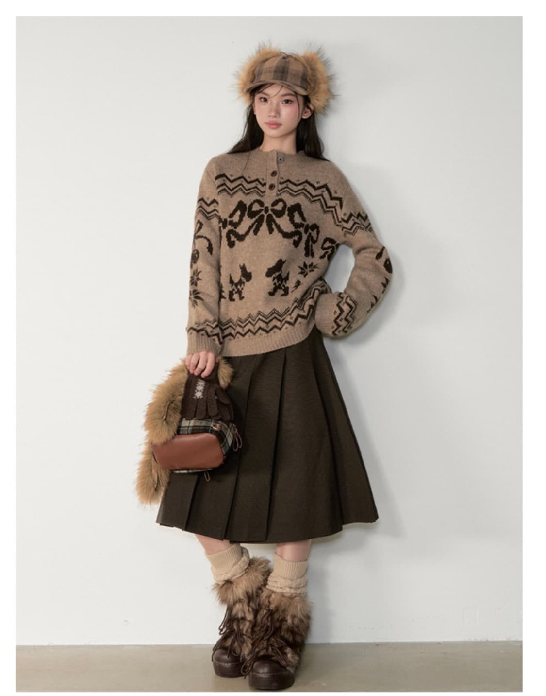 빈티지 미야우웜 헨리넥 니트 스웨터 베이지  상품이미지1