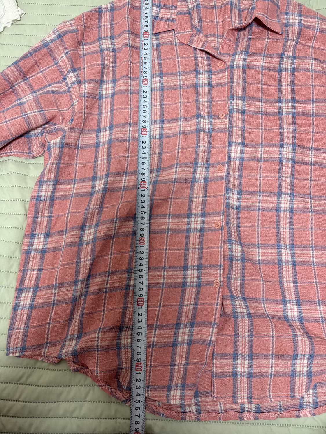 핑크 체크 루즈핏 반팔 셔츠 상품이미지3