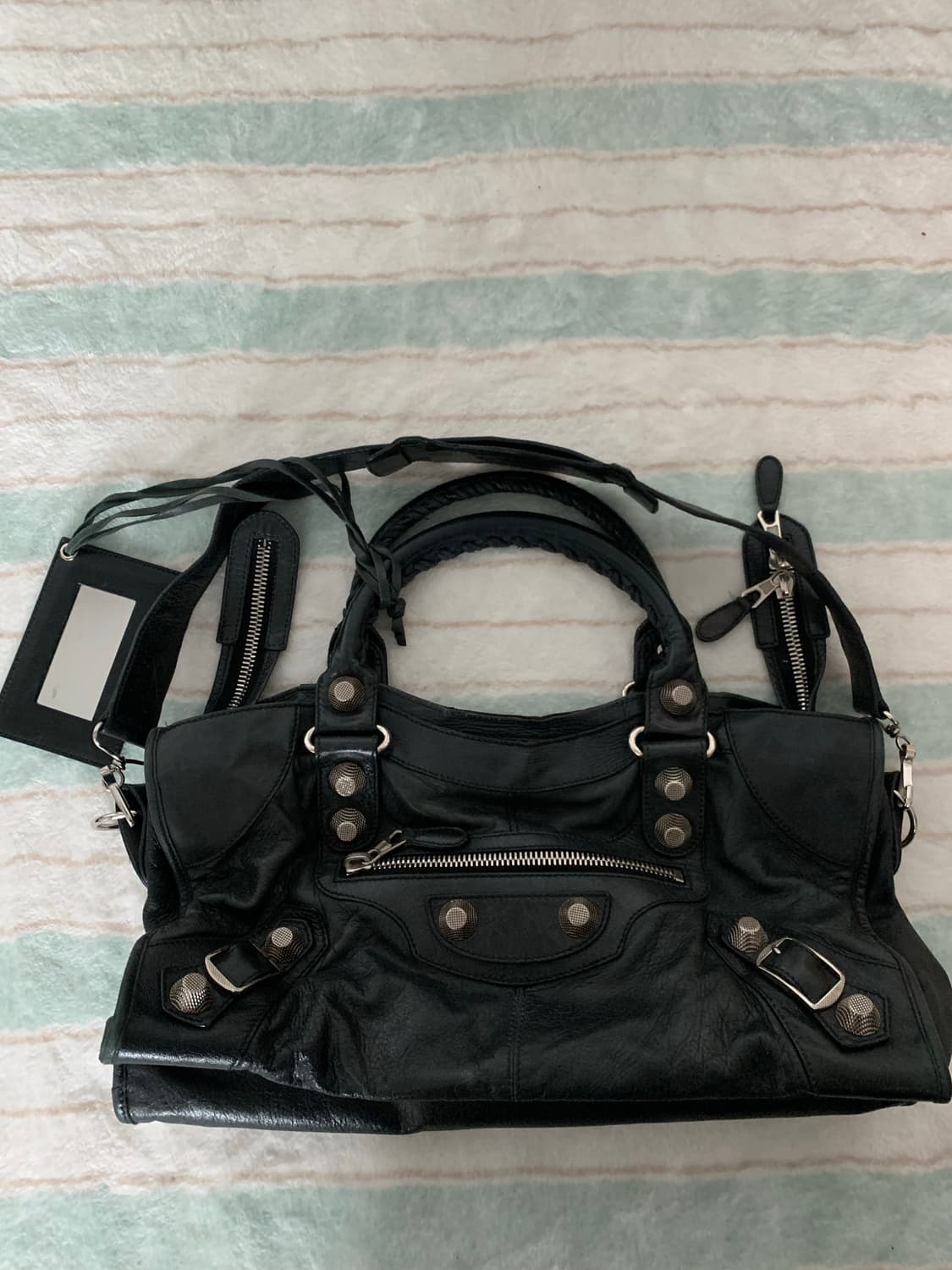 발렌시아가 라지 모터백 블랙 시티백 자이언트 은장 상품이미지5