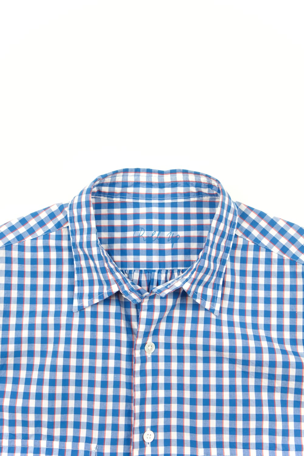 Porter classic 롤업 깅엄 체크셔츠 블루화이트 상품이미지5