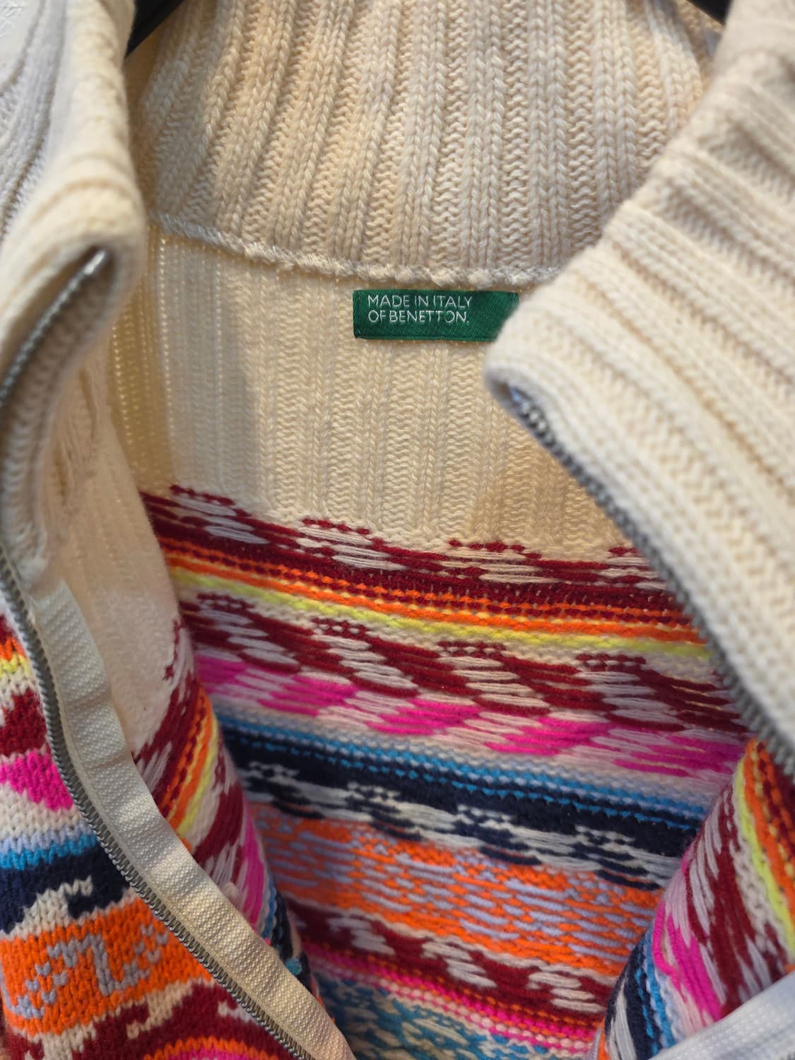 베네통 빈티지 패턴 니트 집업 가디건 상품이미지5
