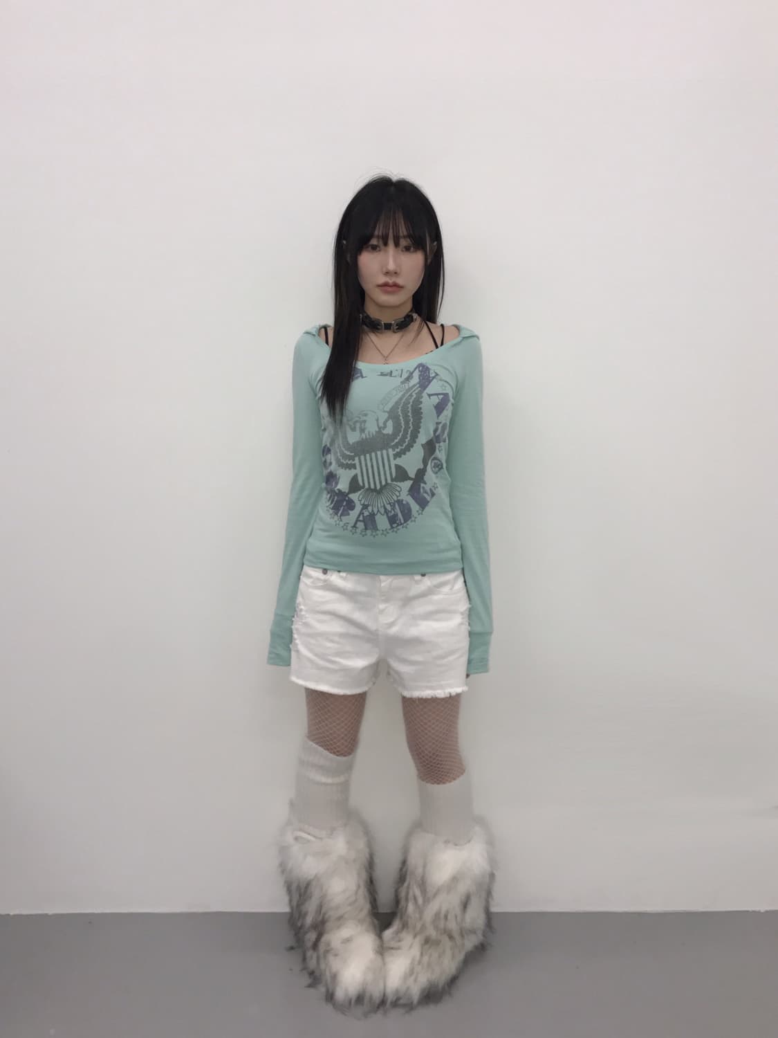 'Maison Gilfy' Eagle Graphic Mint Hoodie 상품이미지5