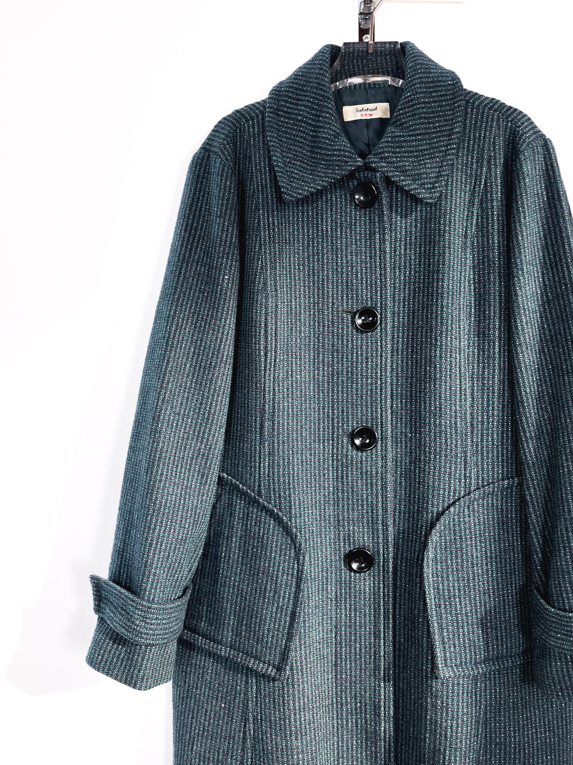 빈티지 블루 그린 울 코트 상품이미지2