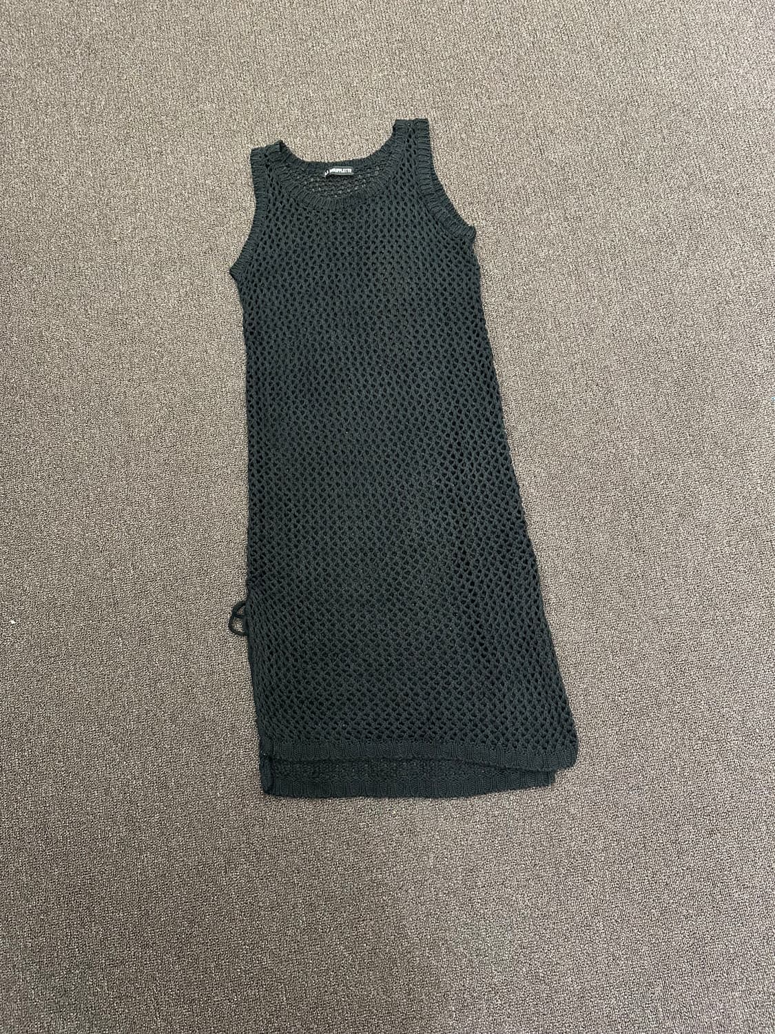 OS)Japanese vintage 여성 블랙 크로셰 나시 니트 원피스 상품이미지3