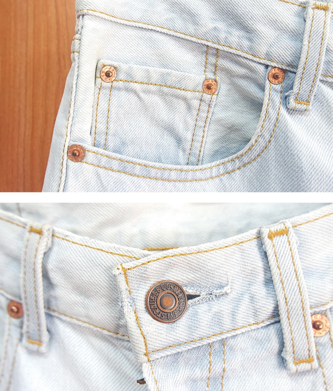 90's 리바이스 508 연청 워싱 데님 팬츠 상품이미지4