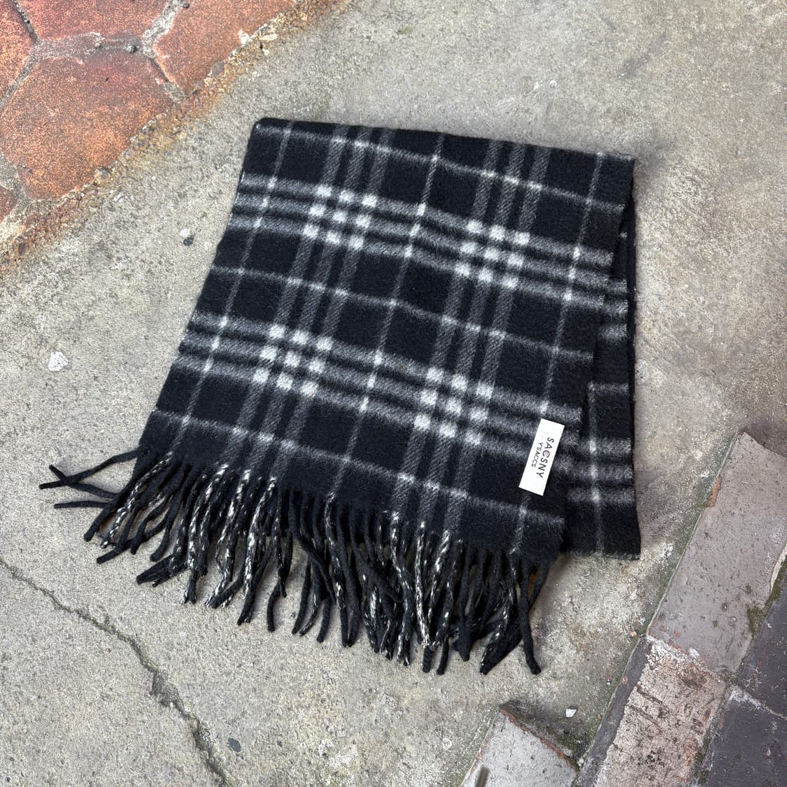 Ysaccs 요지야마모토 체크 캐시미어 머플러 목도리 상품이미지1