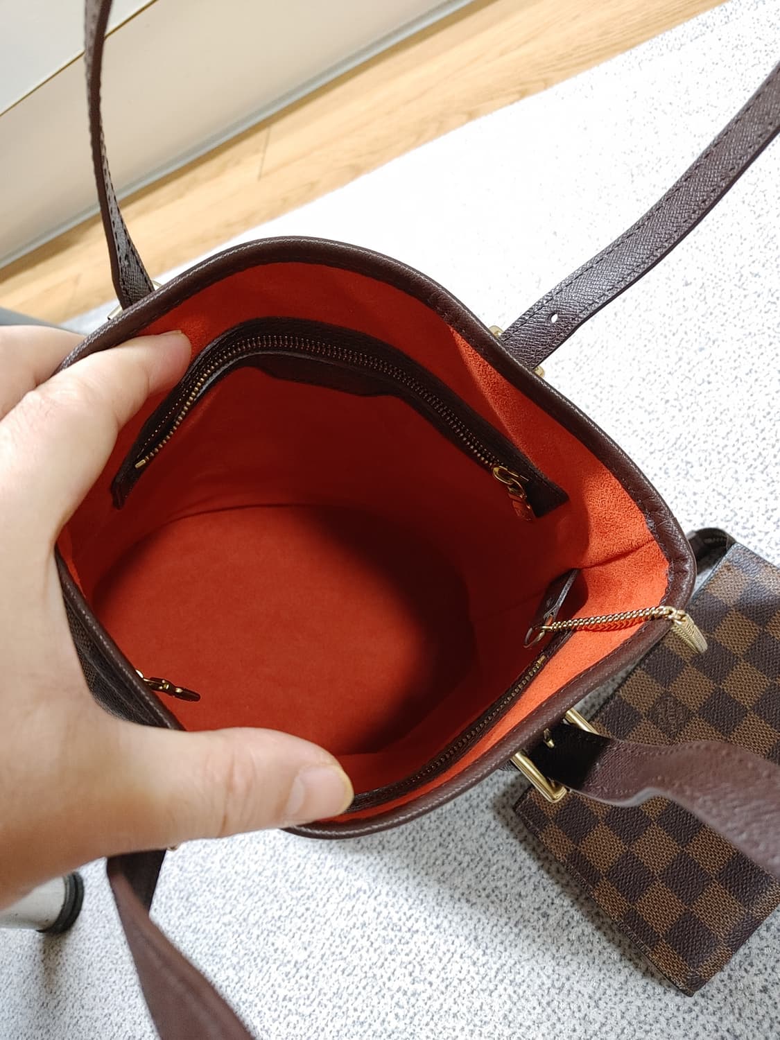 정품 클래식 루이비통 다미에 쁘띠 버킷백 토트백 숄더백 상품이미지8