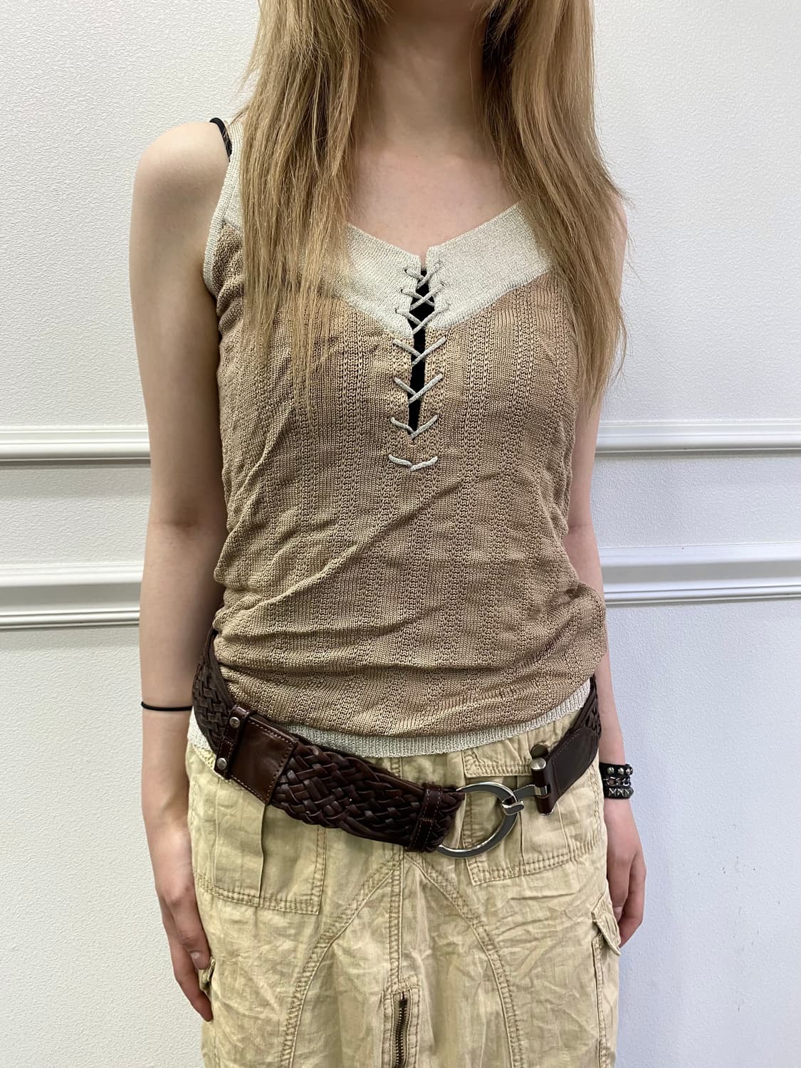 [MICHEL KLEIN] 00’s Lace-Up Sleeveless 상품이미지1