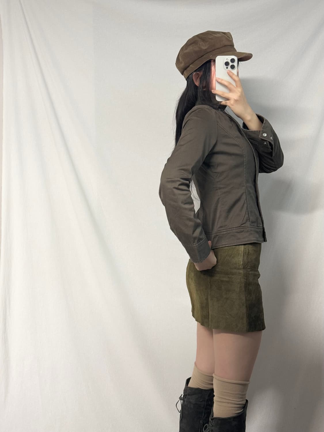 돈피 가죽 미니 스커트 상품이미지4