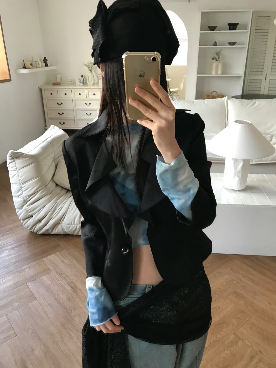 vintage black frill jacket 상품이미지4