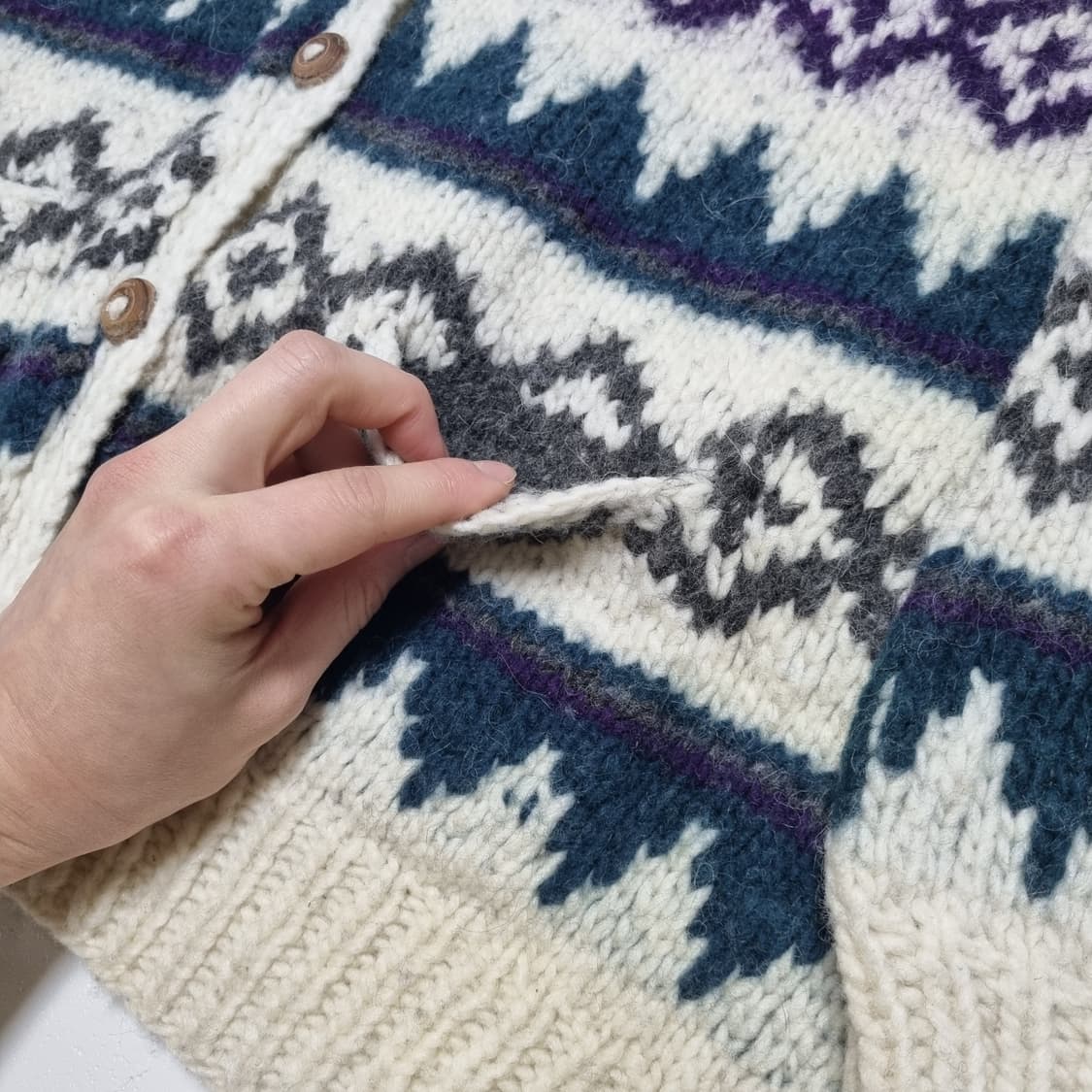 80S VINTAGE 아즈텍 코위찬 가디건 - XL 상품이미지6