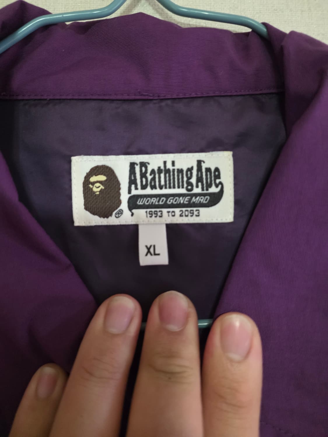 [매우큰 XL]베이프 릴렉스드핏 제네럴사루 코치자켓 퍼플 상품이미지3