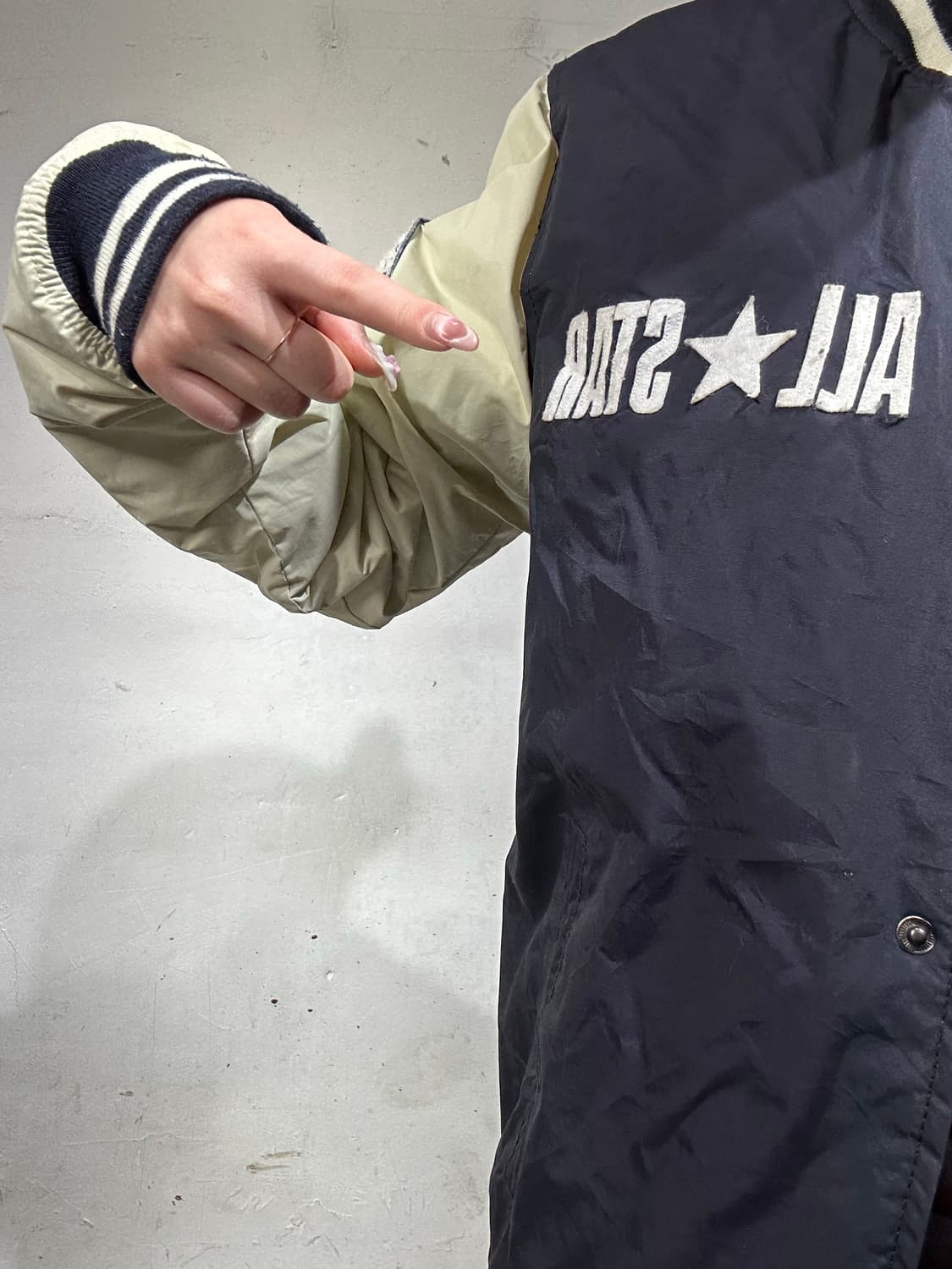 컨버스 네이비 올드스쿨 누빔 바시티 자켓 스타디움 점퍼 M 상품이미지4