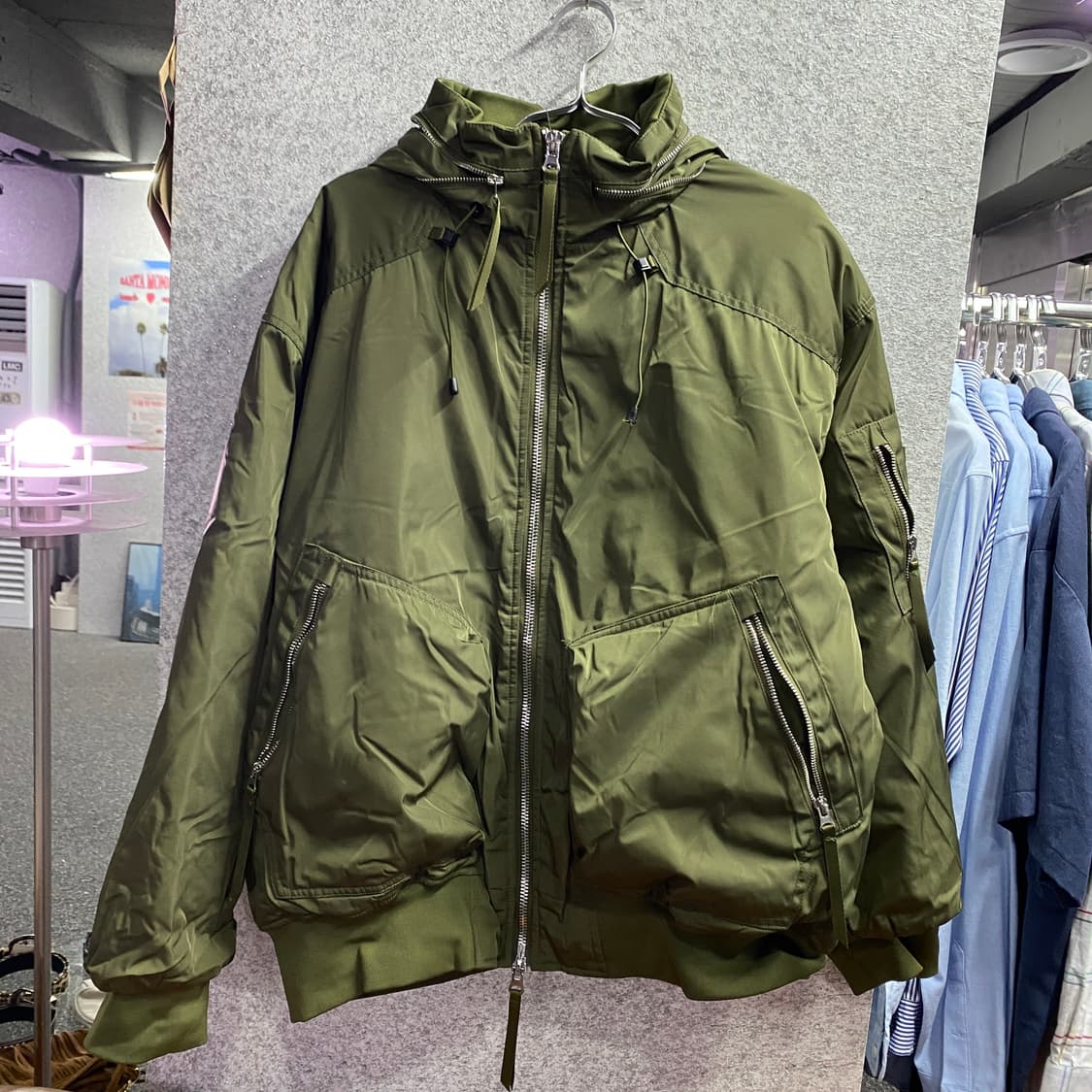 빈티지 투웨이 카키 후드 항공 점퍼 B3865 상품이미지2