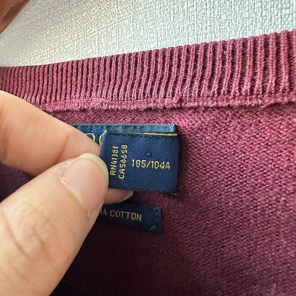폴로 랄프로렌 피마 코튼 라운드 니트 버건디 XL 상품이미지8