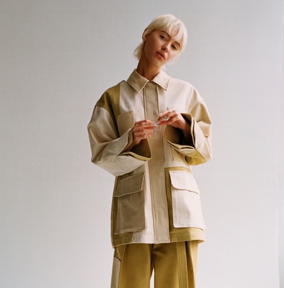 M 새제품) 자라 패치워크 개버딘 재킷 8197/719 오버핏 체감 L~ 상품이미지3