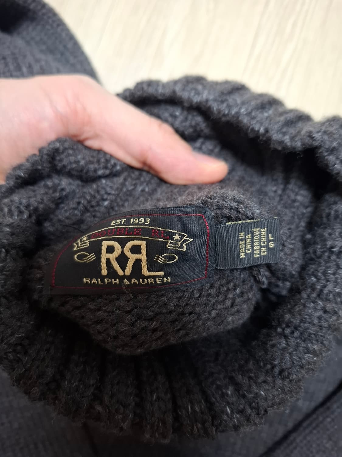 L 더블알엘 헤비 울75 코튼25 다크 그레이 터틀넥 니트 스웨터 상품이미지2