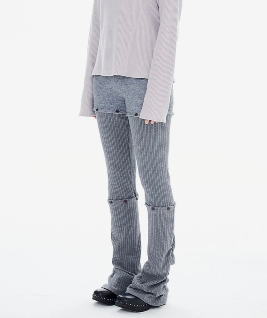 할로미늄 쓰리 파츠 개더 레깅스 / 그레이 상품이미지2