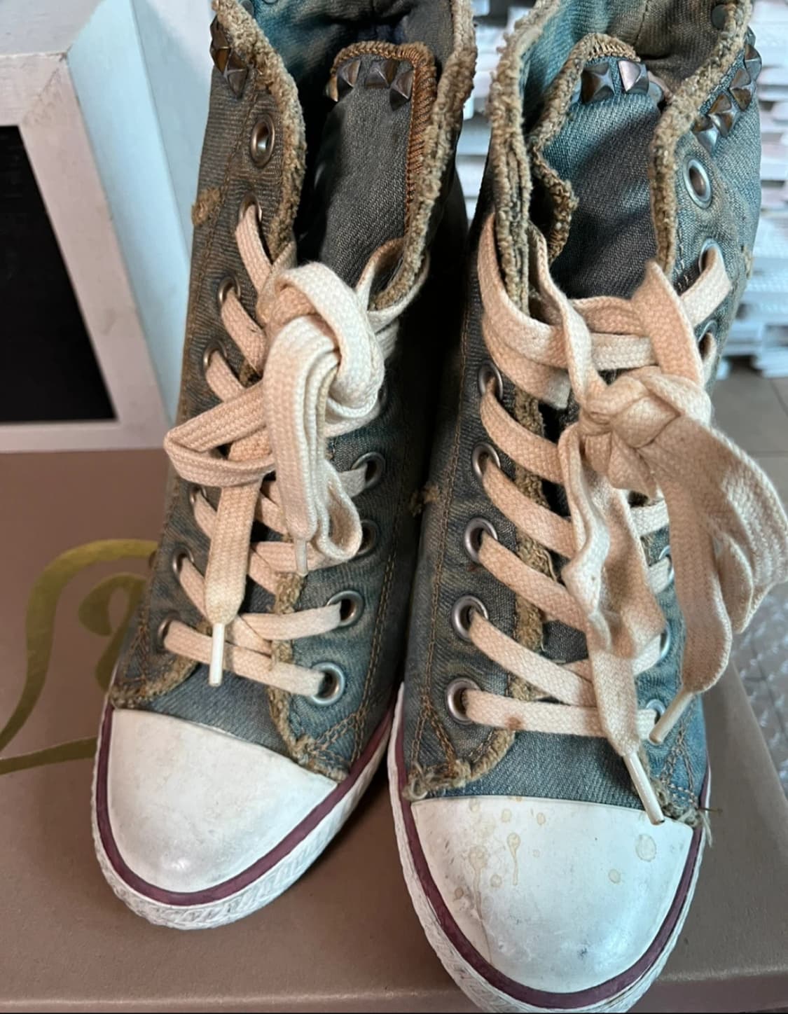 Ash 웨지힐 스니커즈 스터드 데님 상품이미지3