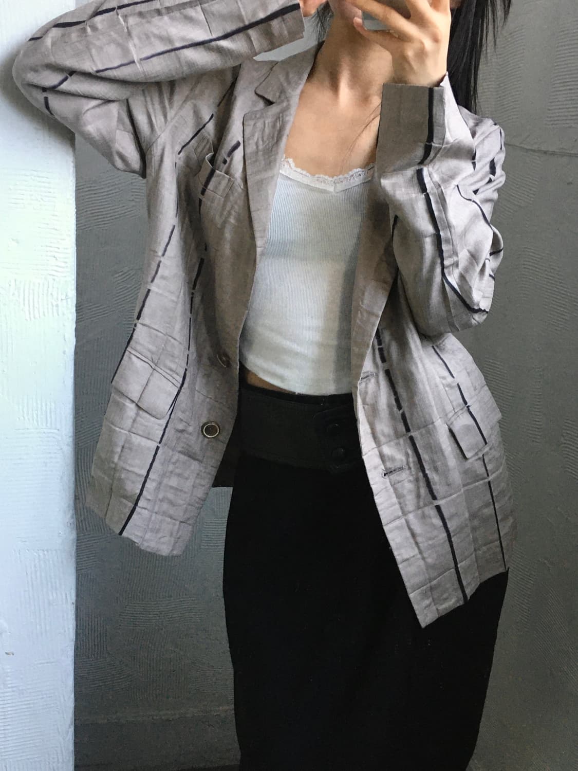 Issey Miyake 이세이 미야케 베이지 라인 블레이저 상품이미지2