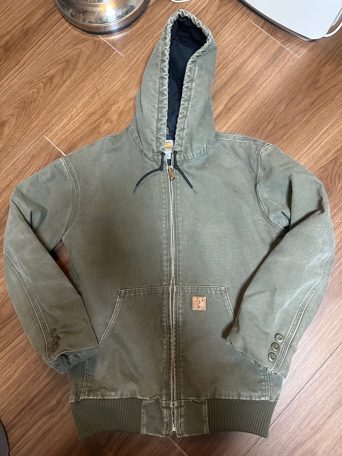 빈티지 칼하트 J130 모스그린 덕 액티브 후드집업 자켓 라지 상품이미지1